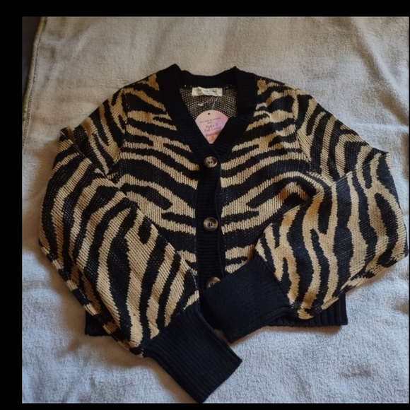Zebra Print Cardigan Sweater - Picture 1 of 5